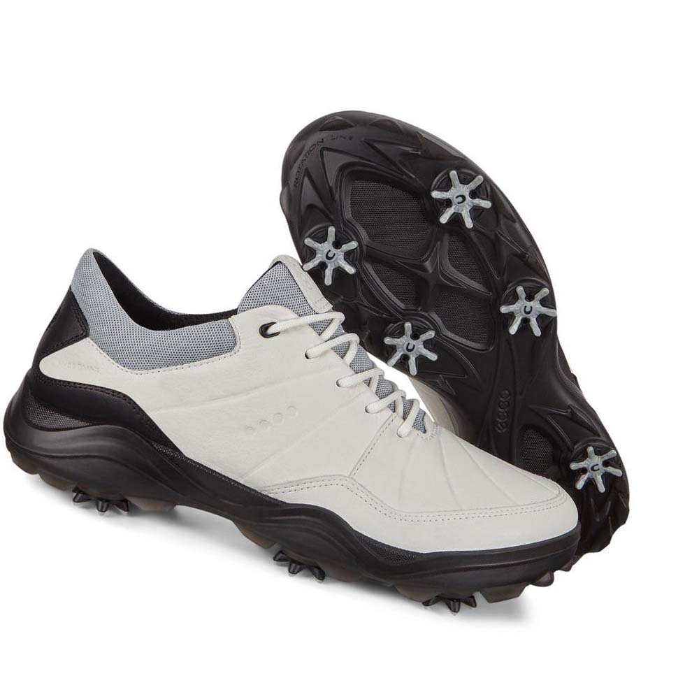 Men's Ecco Cleated Strike Golf Shoes White | USA 544GSO